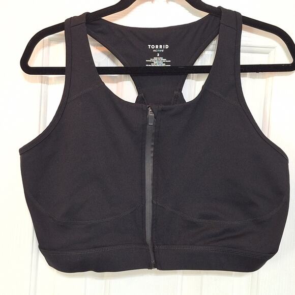 Torrid Active 2x black high-impact sports bra front zip supportive racerback - Picture 1 of 5